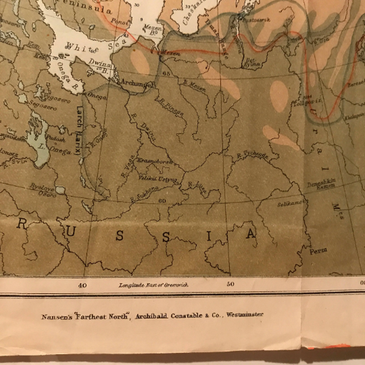Physical Chart of North Polar Regions, antique map, 1897 - HAPPIEST KID FINDS - Museum-quality antique and vintage posters, original art, preservation and restoration
