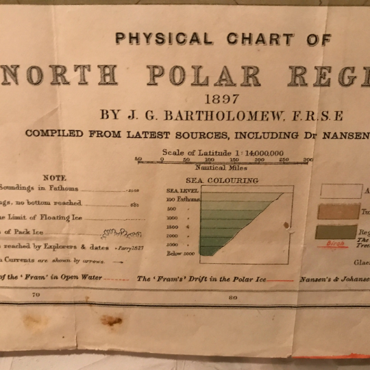Physical Chart of North Polar Regions, antique map, 1897 - HAPPIEST KID FINDS - Museum-quality antique and vintage posters, original art, preservation and restoration