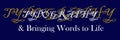 Decorative text with 'TYPOGRAPHY' in gold and white on a blue background, accompanied by the phrase '& Bringing Words to Life'.